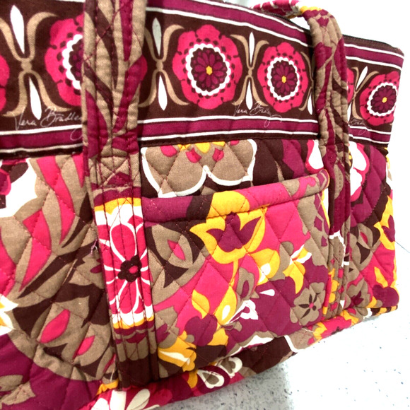 Vera Bradley Purse Carnaby 2009 Small Shoulder bag Tote Pink Orange Floral Quilt - Picture 9 of 9